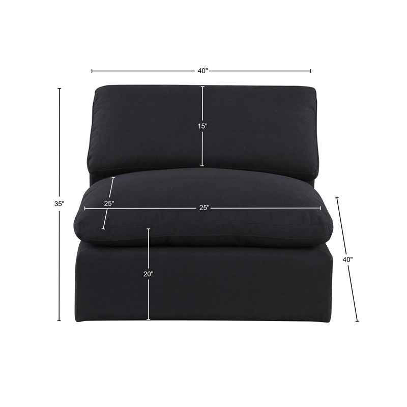 Meridian Furniture Comfy Black Linen Textured Fabric Armless Chair