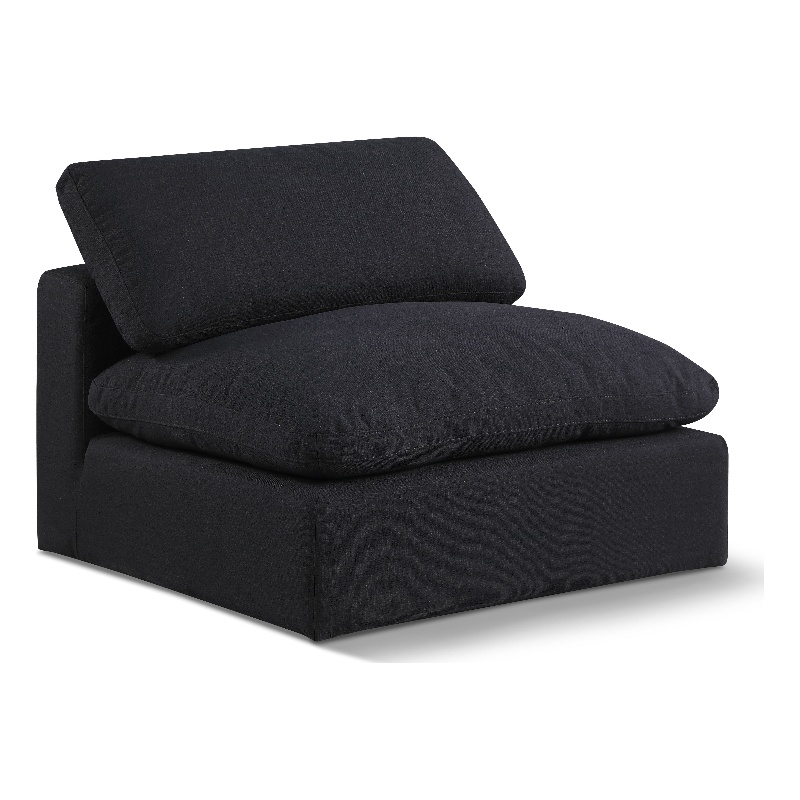 Meridian Furniture Comfy Black Linen Textured Fabric Armless Chair