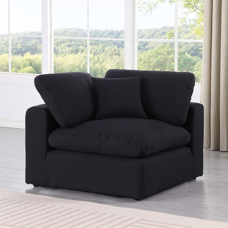 Meridian Furniture Comfy Black Linen Textured Fabric Corner Chair