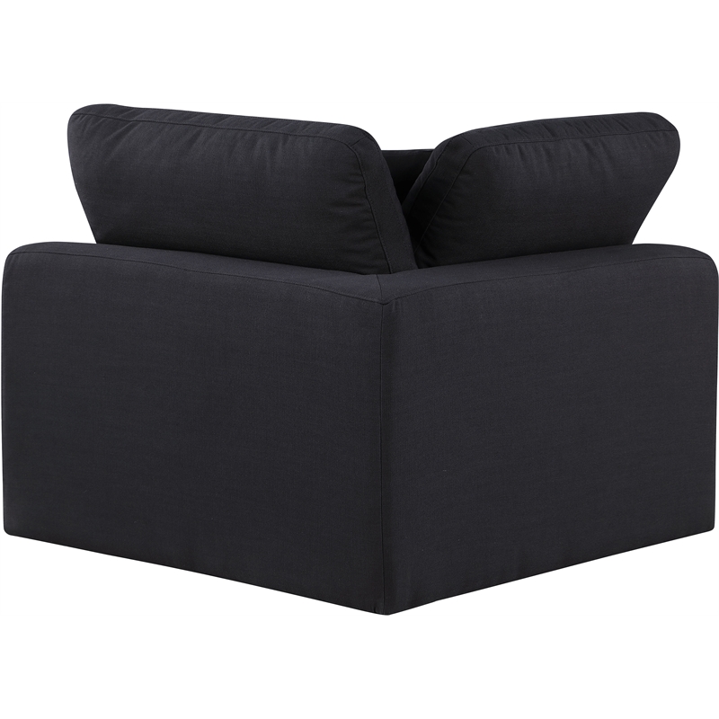 Meridian Furniture Comfy Black Linen Textured Fabric Corner Chair