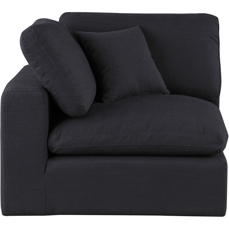 Meridian Furniture Comfy Black Linen Textured Fabric Corner Chair