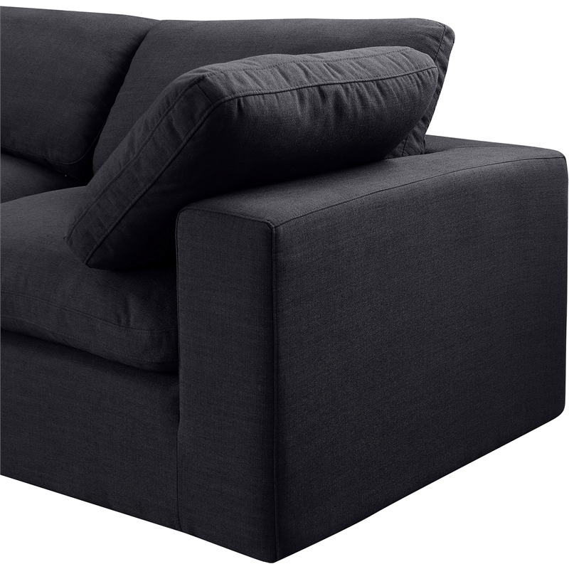 Meridian Furniture Comfy Black Linen Textured Fabric Corner Chair