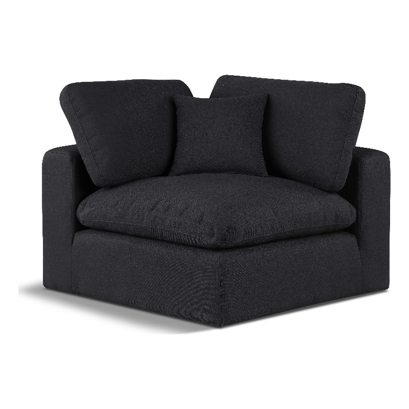 Meridian Furniture Comfy Black Linen Textured Fabric Corner Chair