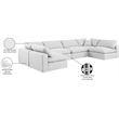 Meridian Furniture Comfy White Linen Textured Fabric 6-Pc. Modular Sectional