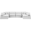 Meridian Furniture Comfy White Linen Textured Fabric 6-Pc. Modular Sectional