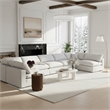 Meridian Furniture Comfy White Linen Textured Fabric 7-Pc. Modular Sectional