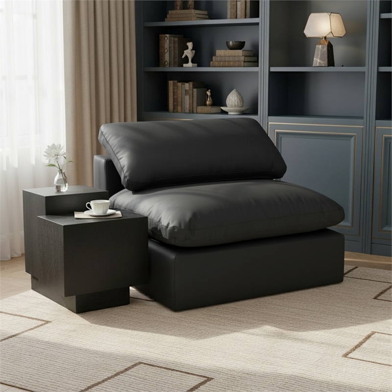 Meridian Furniture Comfy Black Vegan Leather Armless Chair