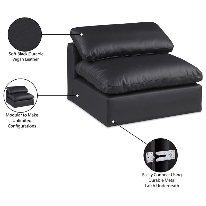 Meridian Furniture Comfy Black Vegan Leather Armless Chair