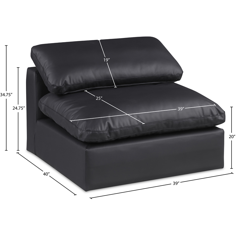 Meridian Furniture Comfy Black Vegan Leather Armless Chair
