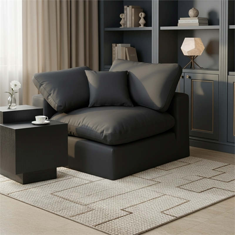 Meridian Furniture Comfy Black Vegan Leather Corner Chair