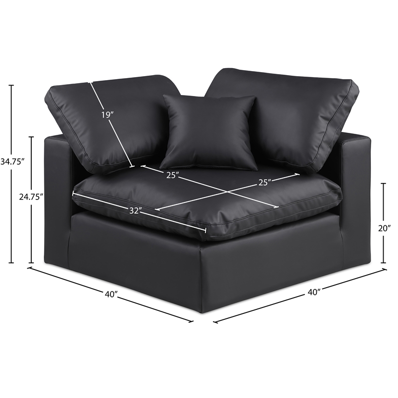 Meridian Furniture Comfy Black Vegan Leather Corner Chair