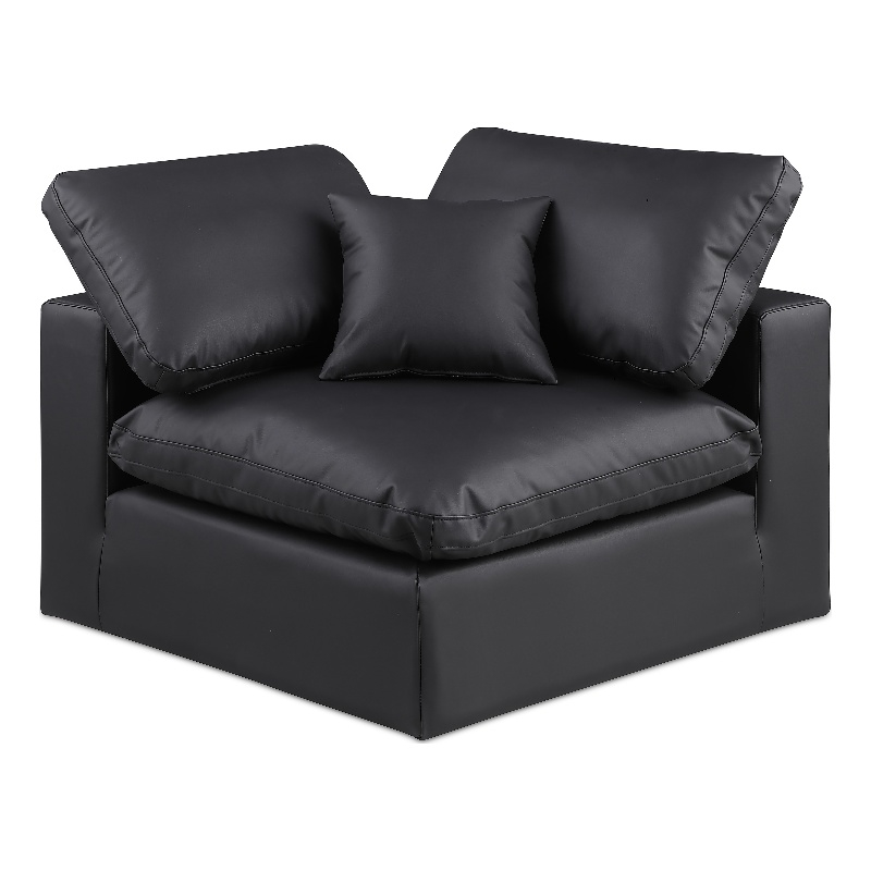 Meridian Furniture Comfy Black Vegan Leather Corner Chair