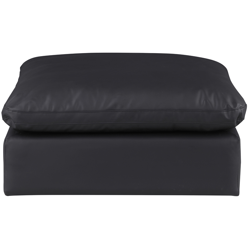Meridian Furniture Comfy Black Vegan Leather Ottoman
