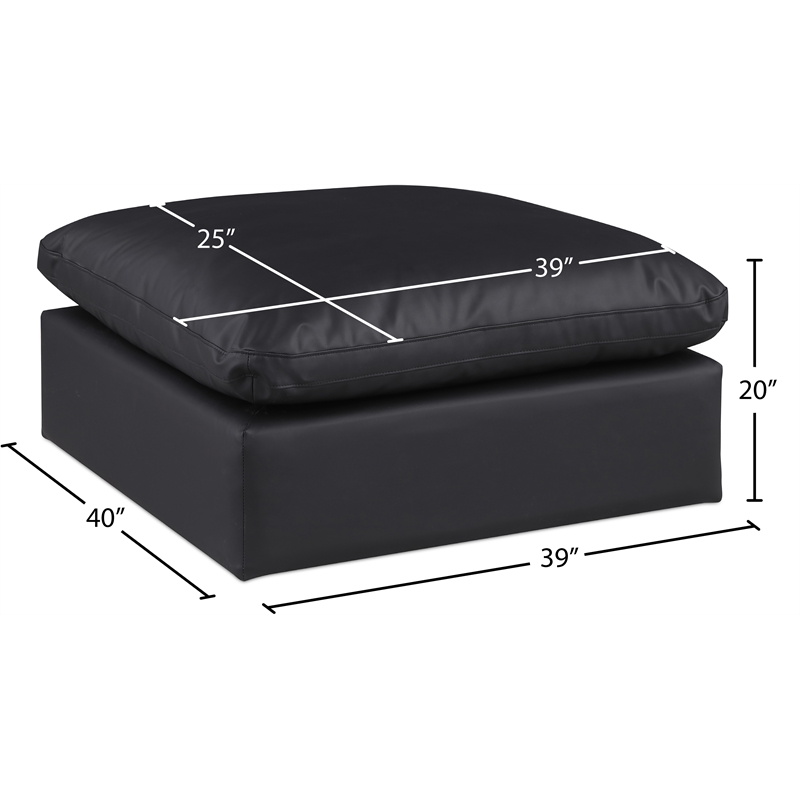 Meridian Furniture Comfy Black Vegan Leather Ottoman