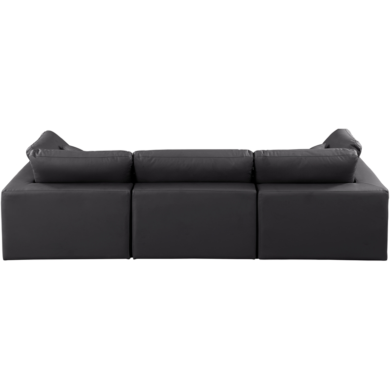 Meridian Furniture Comfy Black Vegan Leather 3-Pc. Modular Sofa