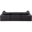 Meridian Furniture Comfy Black Vegan Leather 3-Pc. Modular Sofa