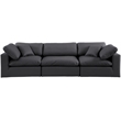 Meridian Furniture Comfy Black Vegan Leather 3-Pc. Modular Sofa