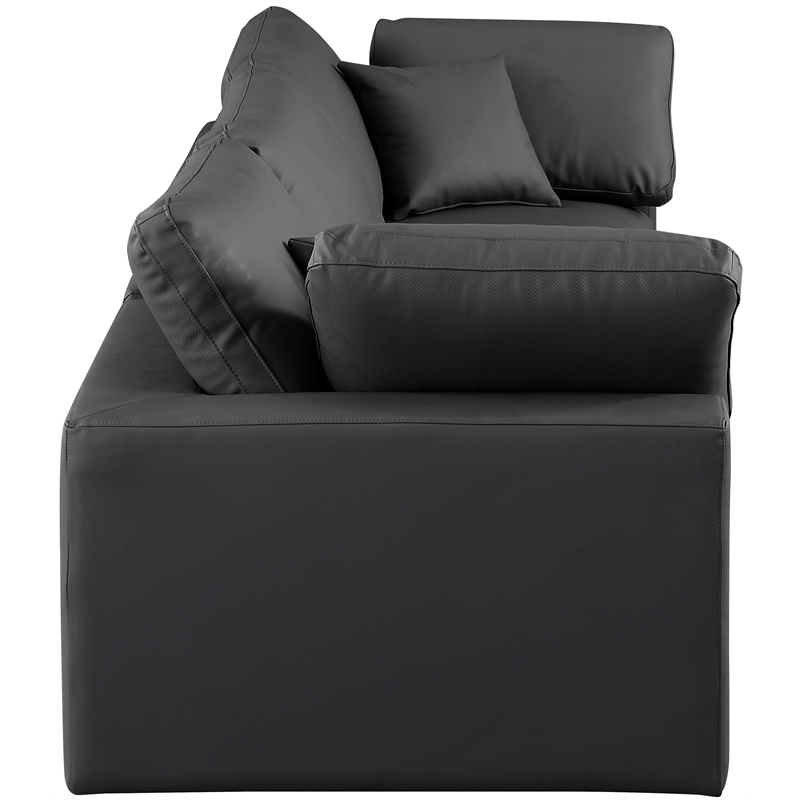 Meridian Furniture Comfy Black Vegan Leather 3-Pc. Modular Sofa