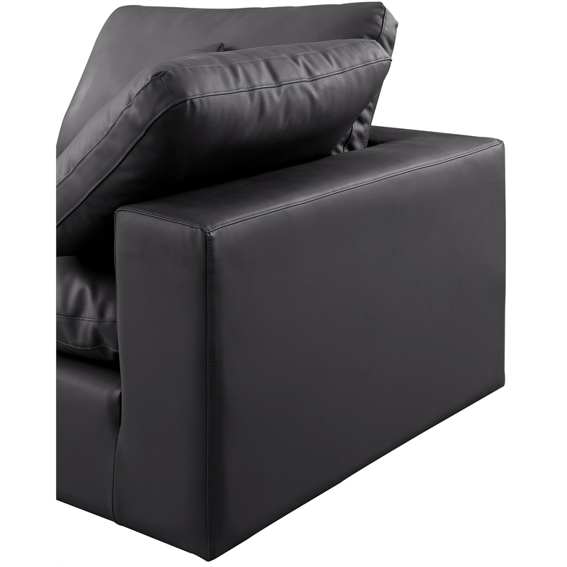 Meridian Furniture Comfy Black Vegan Leather 3-Pc. Modular Sofa