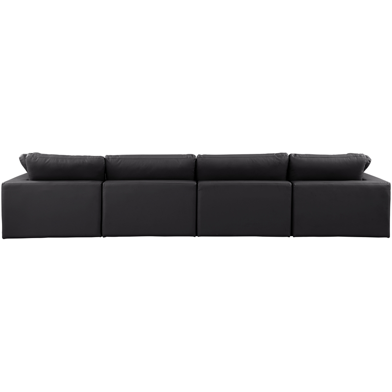 Meridian Furniture Comfy Black Vegan Leather 4-Pc. Modular Sofa