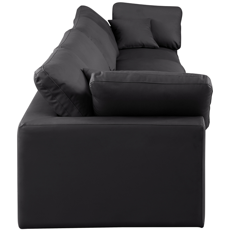Meridian Furniture Comfy Black Vegan Leather 4-Pc. Modular Sofa