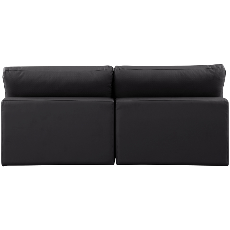 Meridian Furniture Comfy Black Vegan Leather 2-Pc. Modular Sofa