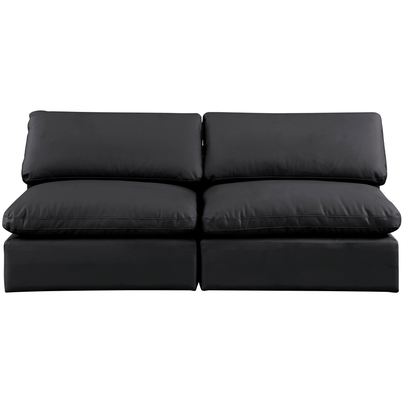 Meridian Furniture Comfy Black Vegan Leather 2-Pc. Modular Sofa