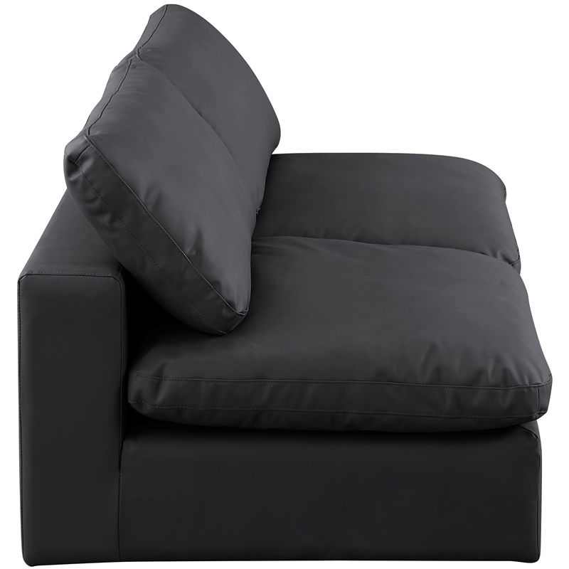 Meridian Furniture Comfy Black Vegan Leather 2-Pc. Modular Sofa