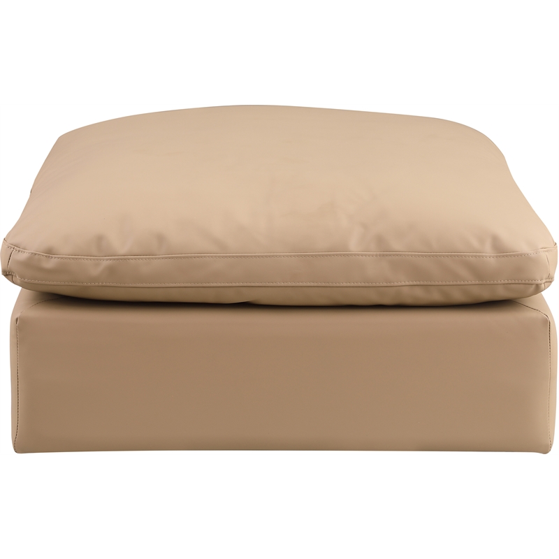 Meridian Furniture Comfy Tan Vegan Leather Ottoman