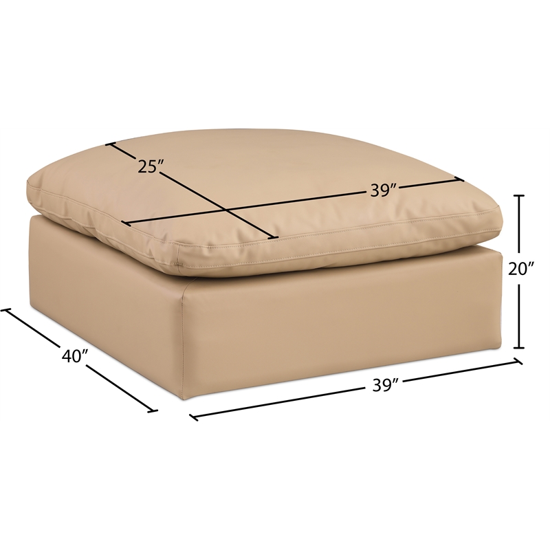 Meridian Furniture Comfy Tan Vegan Leather Ottoman