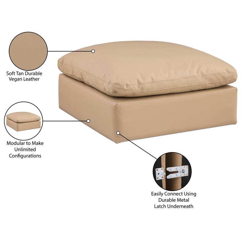 Meridian Furniture Comfy Tan Vegan Leather Ottoman