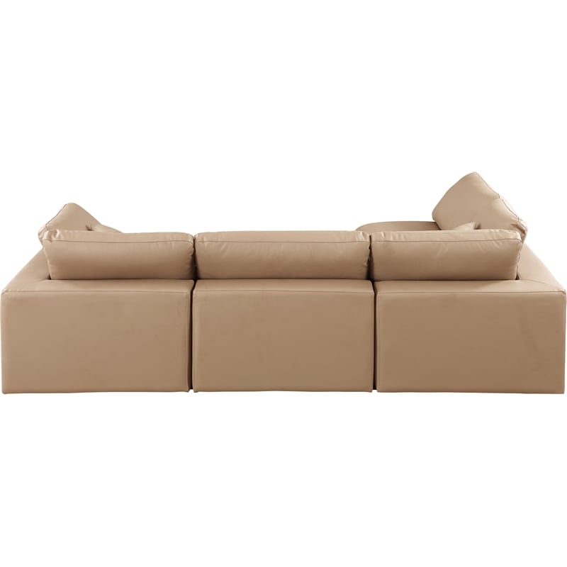 Meridian Furniture Comfy Tan Vegan Leather 4-Pc. Modular Sectional