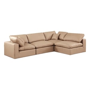 Meridian Furniture Comfy Tan Vegan Leather 4-Pc. Modular Sectional