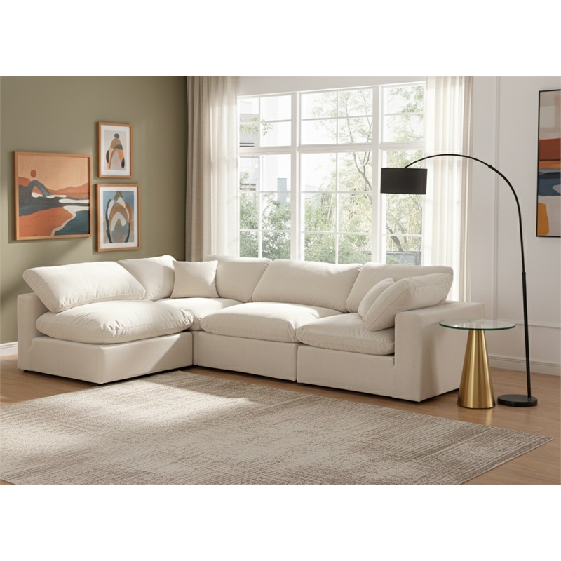 Meridian Furniture Comfy Cream Velvet 4-Pc. Modular Sectional