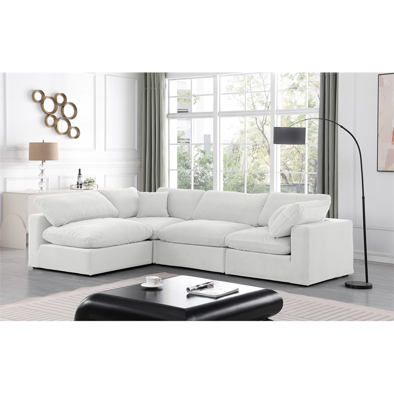Meridian Furniture Comfy Cream Velvet 4-Pc. Modular Sectional