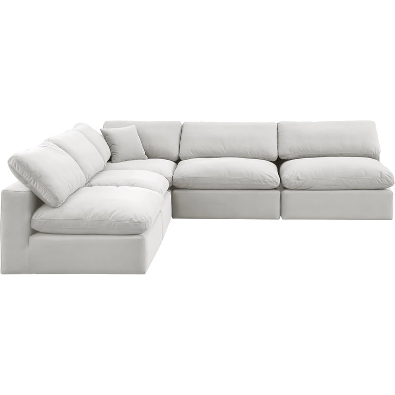 Meridian Furniture Comfy Cream Velvet 5-Pc. Modular Sectional