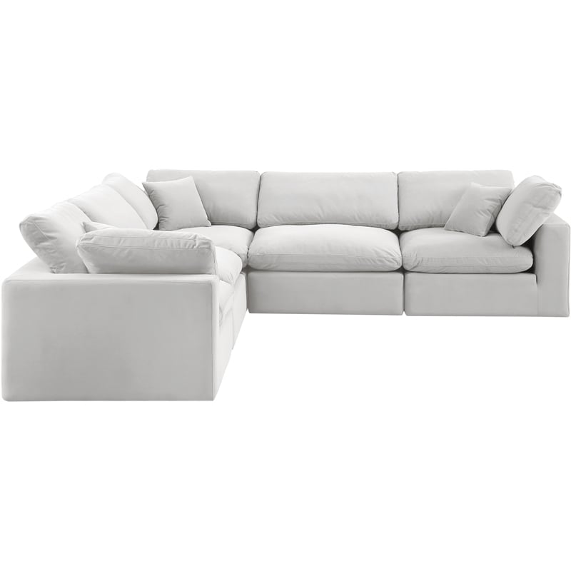 Meridian Furniture Comfy Cream Velvet 5-Pc. Modular Sectional