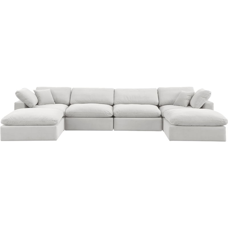 Meridian Furniture Comfy Cream Velvet 6-Pc. Modular Sectional