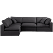 Meridian Furniture Comfy Black Vegan Leather 4-Pc. Modular Sectional
