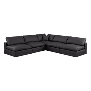 Meridian Furniture Comfy Black Vegan Leather 5-Pc. Modular Sectional