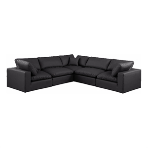 Meridian Furniture Comfy Black Vegan Leather 5-Pc. Modular Sectional