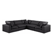 Meridian Furniture Comfy Black Vegan Leather 5-Pc. Modular Sectional