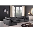 Meridian Furniture Comfy Black Vegan Leather 5-Pc. Modular Sectional