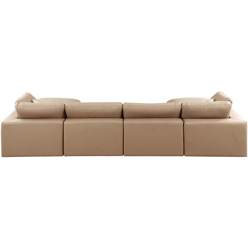 Meridian Furniture Comfy Tan Vegan Leather 6-Pc. Modular Sectional