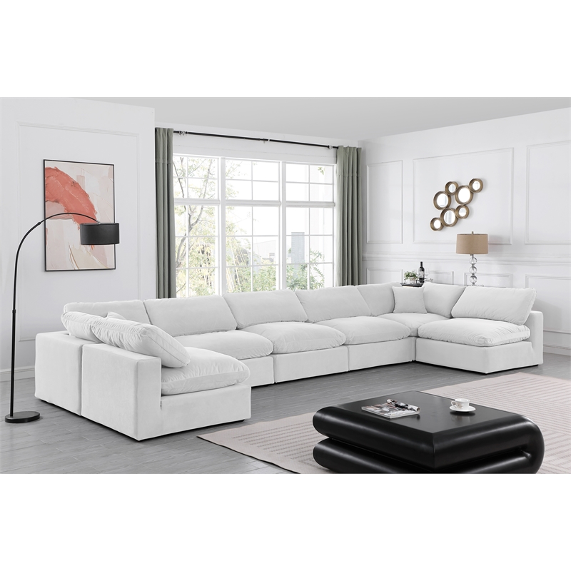 Meridian Furniture Comfy Cream Velvet 7-Pc. Modular Sectional