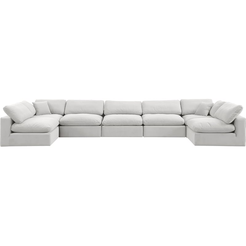 Meridian Furniture Comfy Cream Velvet 7-Pc. Modular Sectional