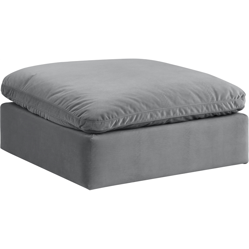 Meridian Furniture Comfy Grey Velvet Ottoman