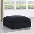 Meridian Furniture Comfy Black Linen Textured Fabric Ottoman