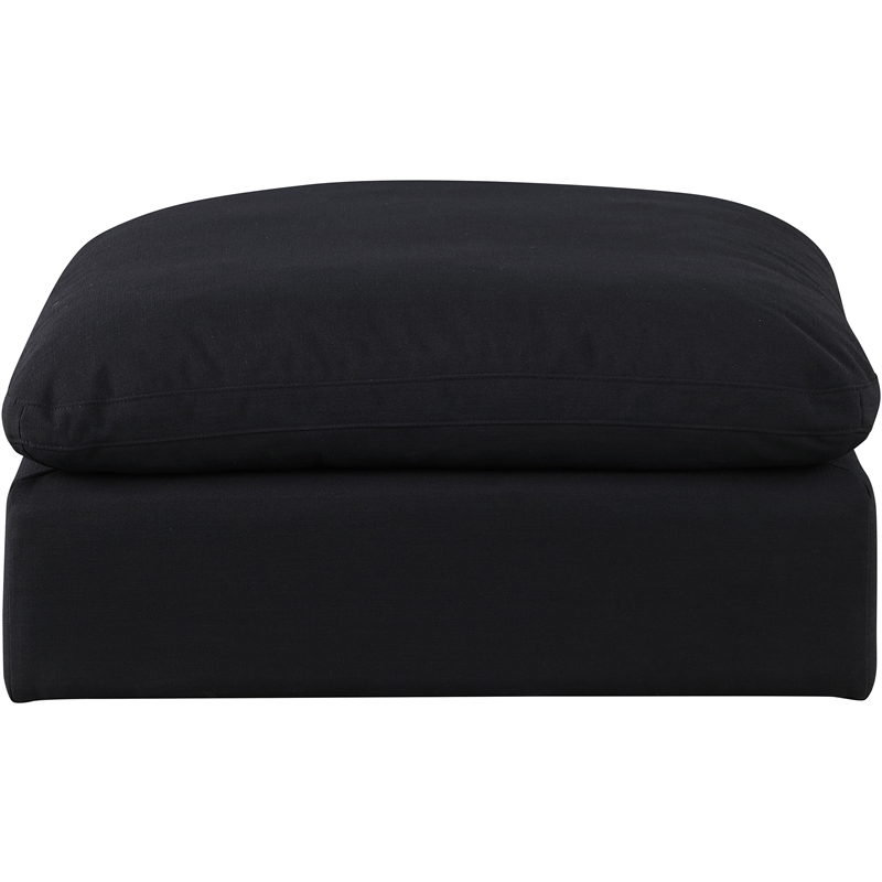 Meridian Furniture Comfy Black Linen Textured Fabric Ottoman