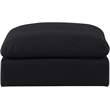 Meridian Furniture Comfy Black Linen Textured Fabric Ottoman